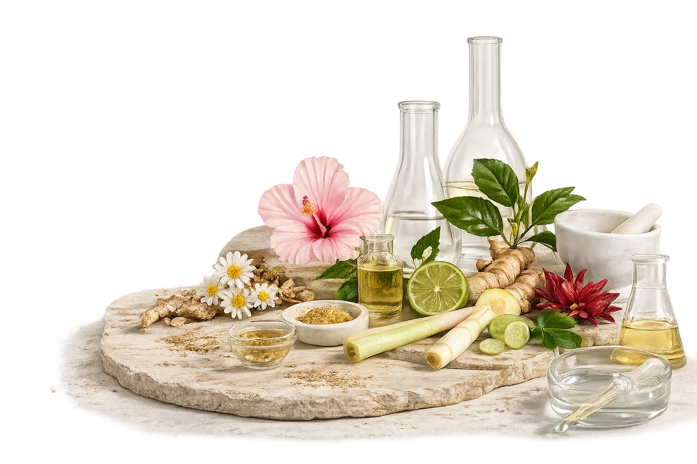 Glass flasks and botanical extracts